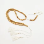 Bead Necklace Natural Natural Color Wood Bead Necklace Beaded Tassel Necklace Rosary