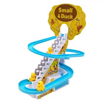 Professional Design Children's Birthday Gifts Electric Ducklings Toy Puzzle Assembly Climb Stairs Track Car