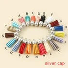 Diy Accessories Jewelry Making 38mm Colorful Leather Tassels Charms With Gold Covers For Keychain Cellphone Straps