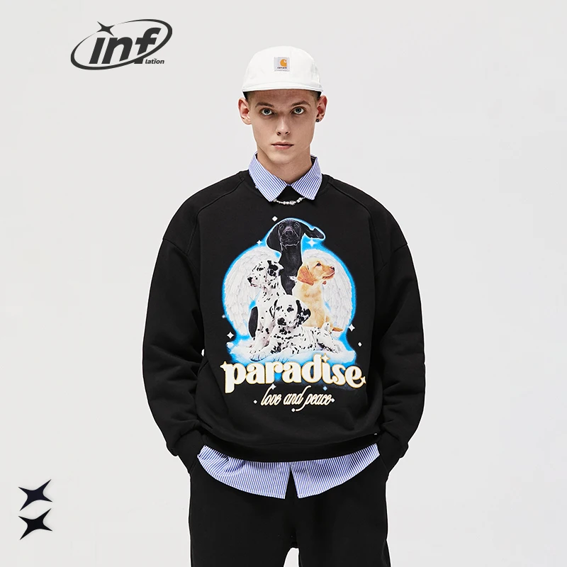 INFLATION Dog Printing Sweatshirt  Unisex OEM Hoodie Wholesale clothing manufacturers Premium Custom Hoodies men