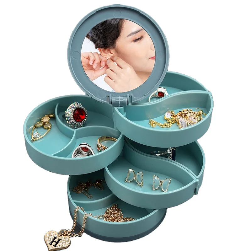 Wholesale 360 Degrees Rotating Jewelry Storage Box Earrings Necklace Jewelry Holder 4 Layers Jewelry Organizer