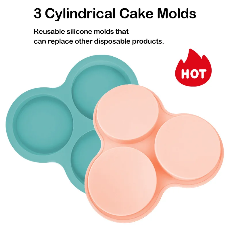 4 Inch High-Temperature Resistant Silicone Cake Molds 3 Grid Round Shapes DIY Pizza Baking Pan Tools details