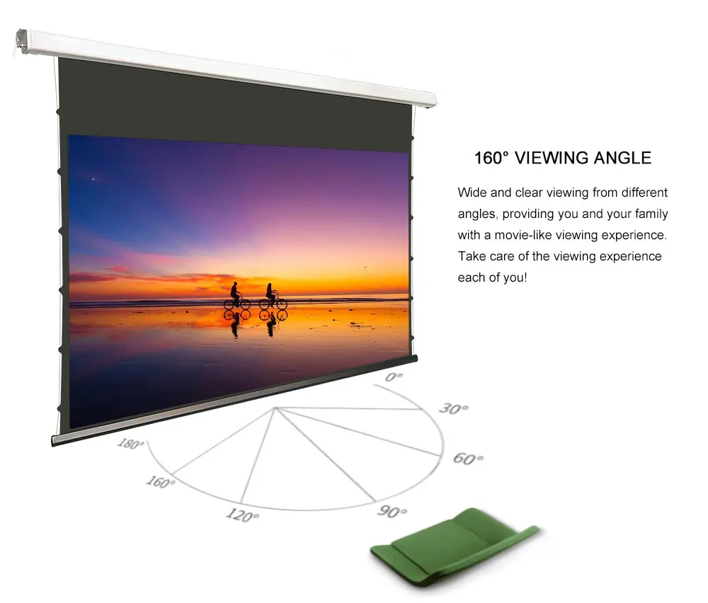 motorized projector screens tab-tension 100"16:9 4k 8k hd ready with remote control for home theater