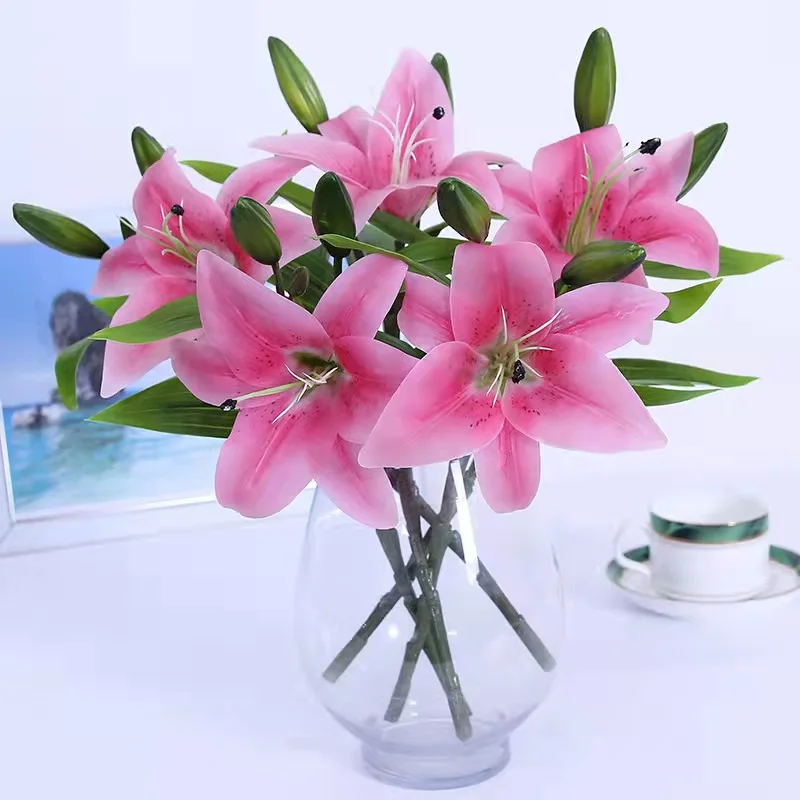 Lmell Artificial Flowers Lillies Real Touch Easter Decorations Gift メーカー直送