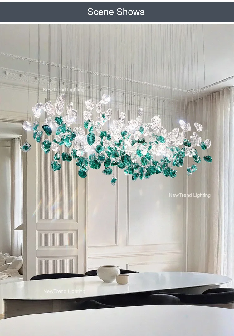 CPL-386 Custom Indoor Decoration Hall Ballroom Hotel Staircase Living Dining Room LED Glass Chandelier Pendant Light details