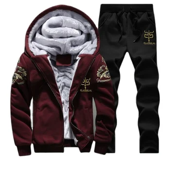 Coldker Men Winter Outfits Casual Tracksuits Warm Clothes Men Two Piece Outfits Fashion Sets