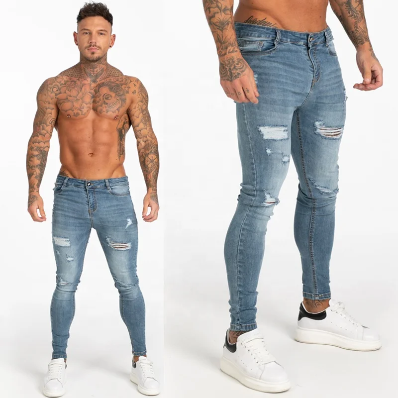 Usa Hot Style Men's Fashion High Street Distressed Destroyed Slim Fit Skinny Denim Jeans In Blue For Men - Buy Men's Denim Jeans,Skinny Jeans,Mens Jeans Stretch Product on Alibaba.com