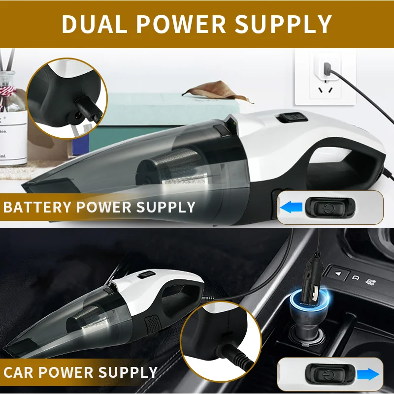 Mini Handheld Car Vaccum Cleaners Cordless Strong Power Suction Wireless and Wired Dual Use Vehicle Cleaner Cleaner Car Vacuum