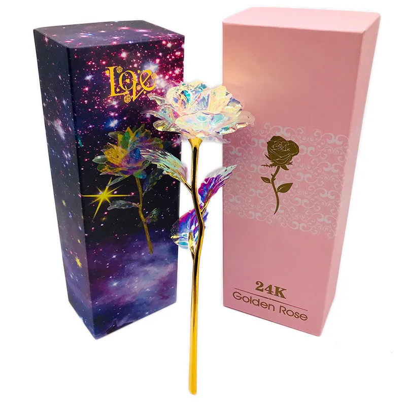 24k or rose avec amour Base Stand DEL lumière artificielle Gobesty Galaxy Rose 