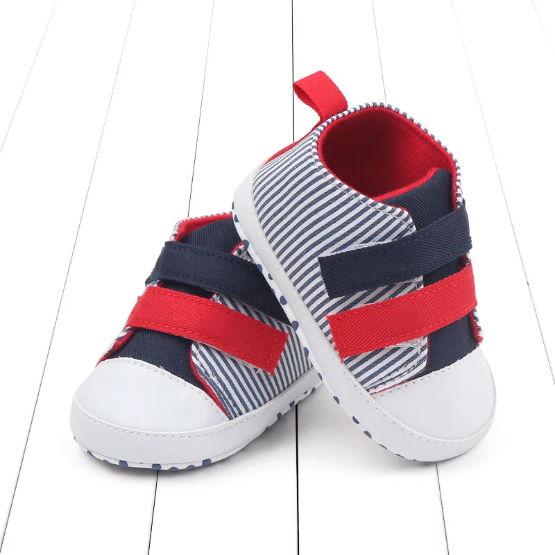 Spring& Autumn Color Matching Stripes Soft Bottom Canvas Shoes Baby Shoes for Girls and Boys factory