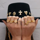 Jewellery Gold Ring Rings Latest Design Ring 2021 Fashion Jewellery Vintage Chunky 18k Gold Plated Evil Eye Ring