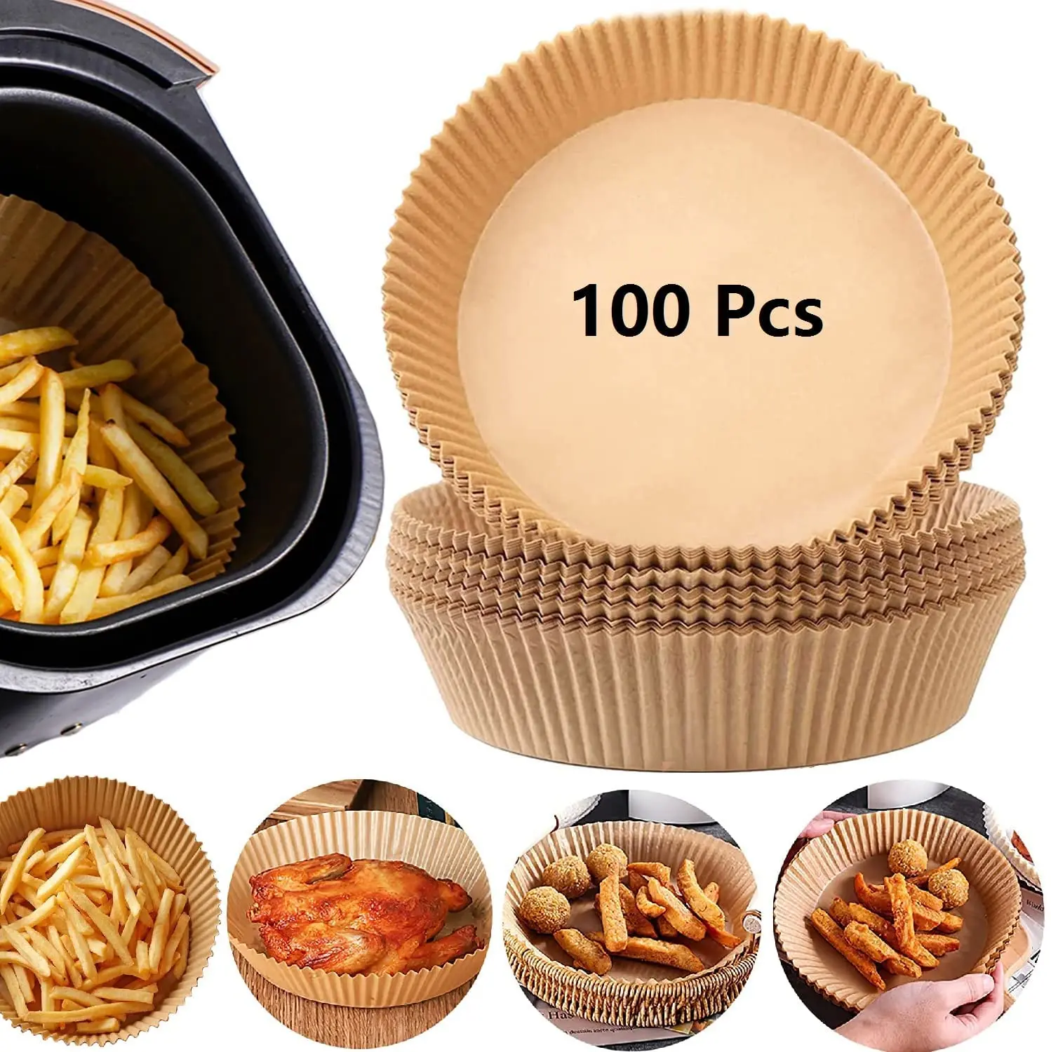 100pcs Non-stick Disposable Air Fryer Liners Paper Liner for Air Fryer Disposable Paper Liner