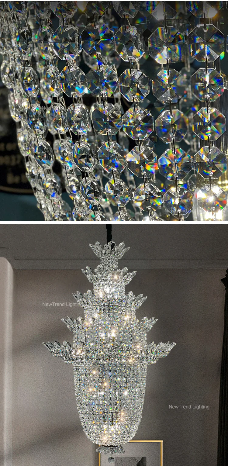 cpl 287 luxury style indoor decoration custom fixtures hotel lobby hall villa led crystal chandelier lamp -3