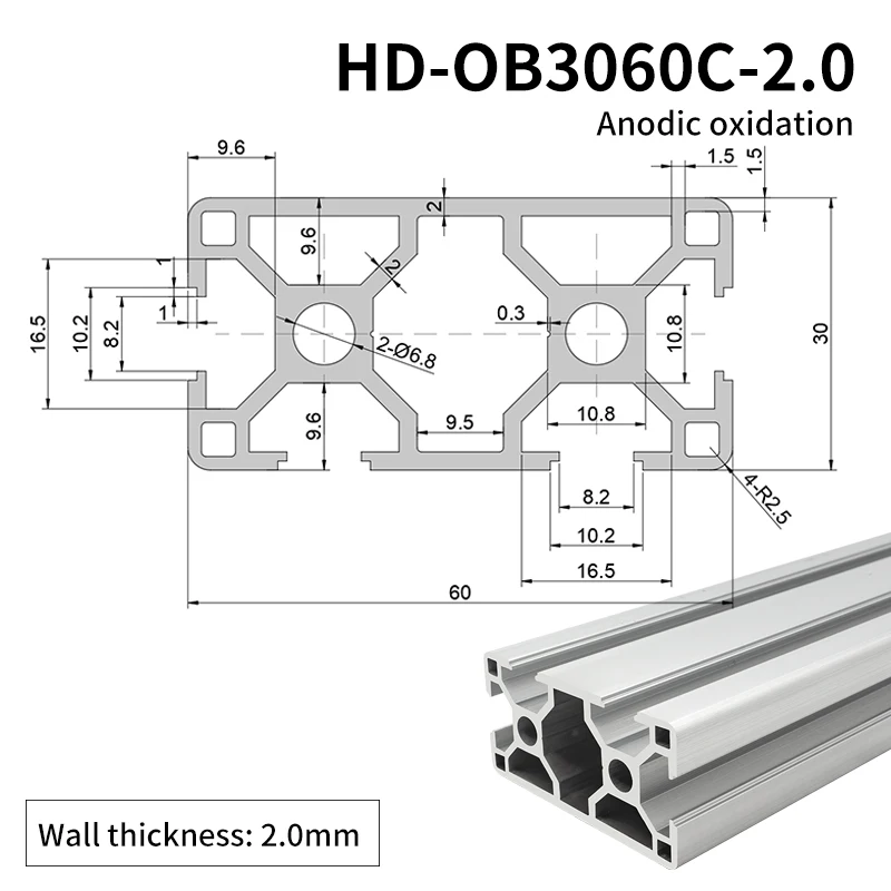 3060 Industrial Extrusion Aluminum Profile Production Line Equipment 3060 One Side Sealing Aluminum Alloy Profile manufacture