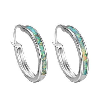 High quality 925 sterling silver hoop earrings jewelry custom opal earring for women