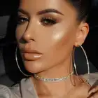 Hoop Hoop 60-100mm Full Rhinestone Round Big Hoop Earrings Trendy Gold Plated Zircon Statement Earring