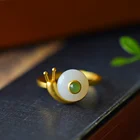Ring Silver White Hetian Jade Ring Snail Design Customized Jewelry Adjustbale Size Silver 925 Ring