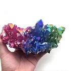 Natural Wholesale Natural Rainbow Healing Stone Titanium Coated Crystals Clusters Angel Aura Quartz