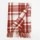 Shawl Girls Fashionable Ladies Red Plaid Shawl With Long Tassels Can Keep Warm Girls Winter Scarf