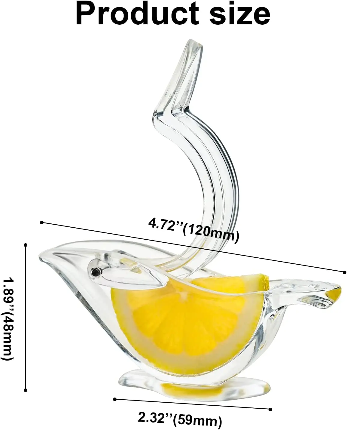 Manual Lemon Squeezer,Acrylic Lemon Juicer with Bird Shape,Clear Fruit Juice Squeezer for Orange Lemon Lime Pomegranate