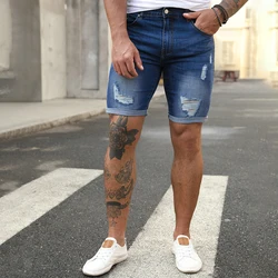 Dear-Lover Private Label Custom Logo Slim Fit Jean Shorts Distressed Denim Shorts Men