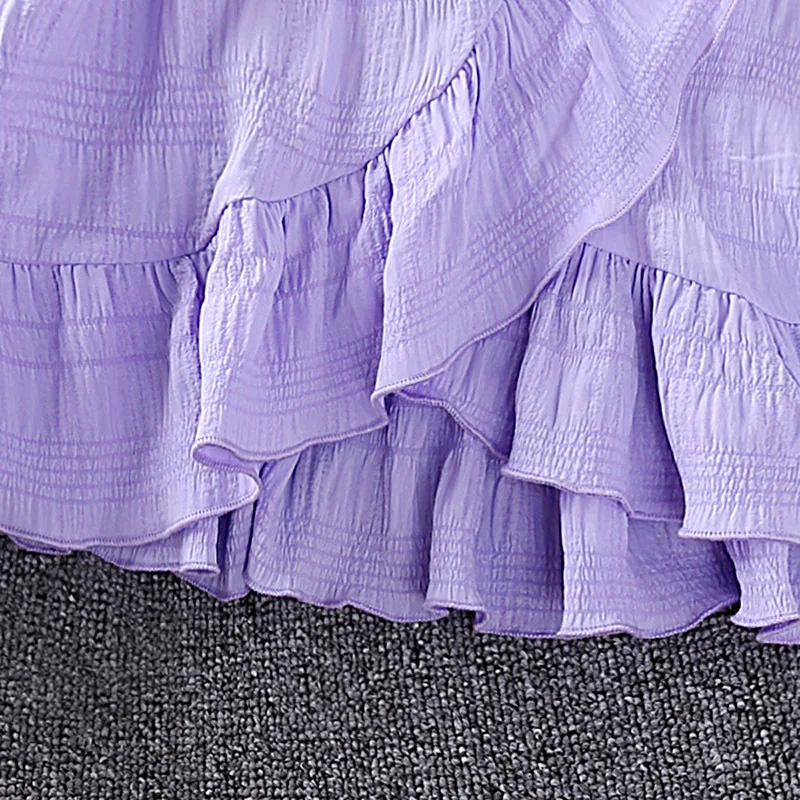 2023 New Fall Purple Long Sleeved Ruffle Dresses Children Girl Dresses