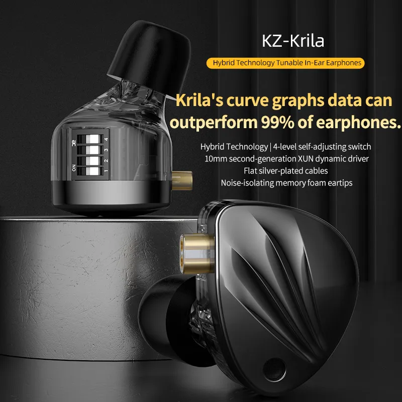 KZ Krila 1DD+1BA Hybrid Technology In-Ear 3.5mm Wired Headphones Sport Earphone Phone Calling Headset