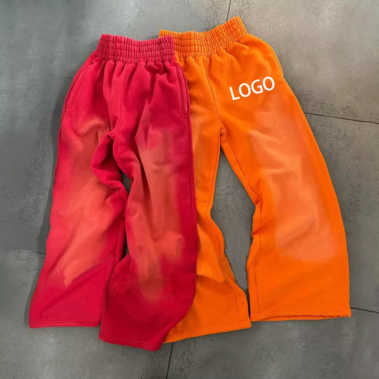 Leg Baggy Sweatpants Vintage Luxury Acid Wash Straight High Quality Cotton Y2K Printing Printed Knitted Custom Logo Men Black supplier