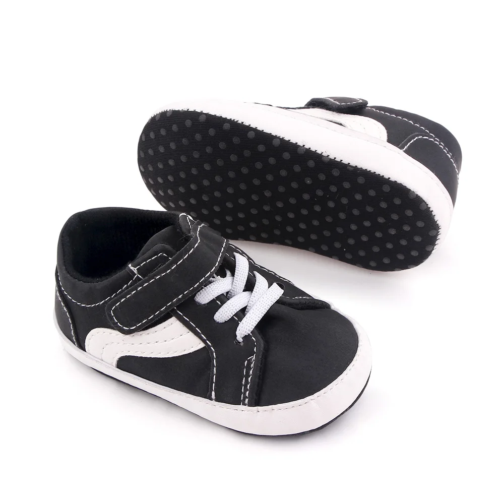 Baby Fashion Trend Black and White Color Contrast Leopard Print Baby Leisure Canvas Toddler Shoes manufacture