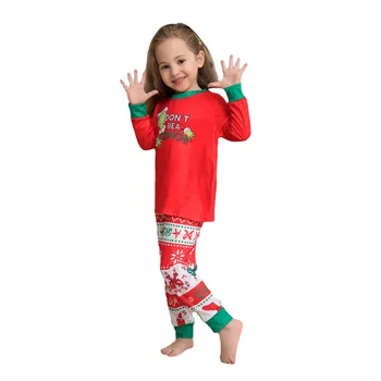 High Quality Winter Santa Long Sleeves Jammies Cotton Baby Night Dress Women's Sleepwear Matching Family Christmas Pajamas Sets