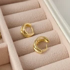 Hoop Earrings Hot Sale Double Band 925 Sterling Silver 18k Gold Plated Solid Gold Hoop Earrings Women