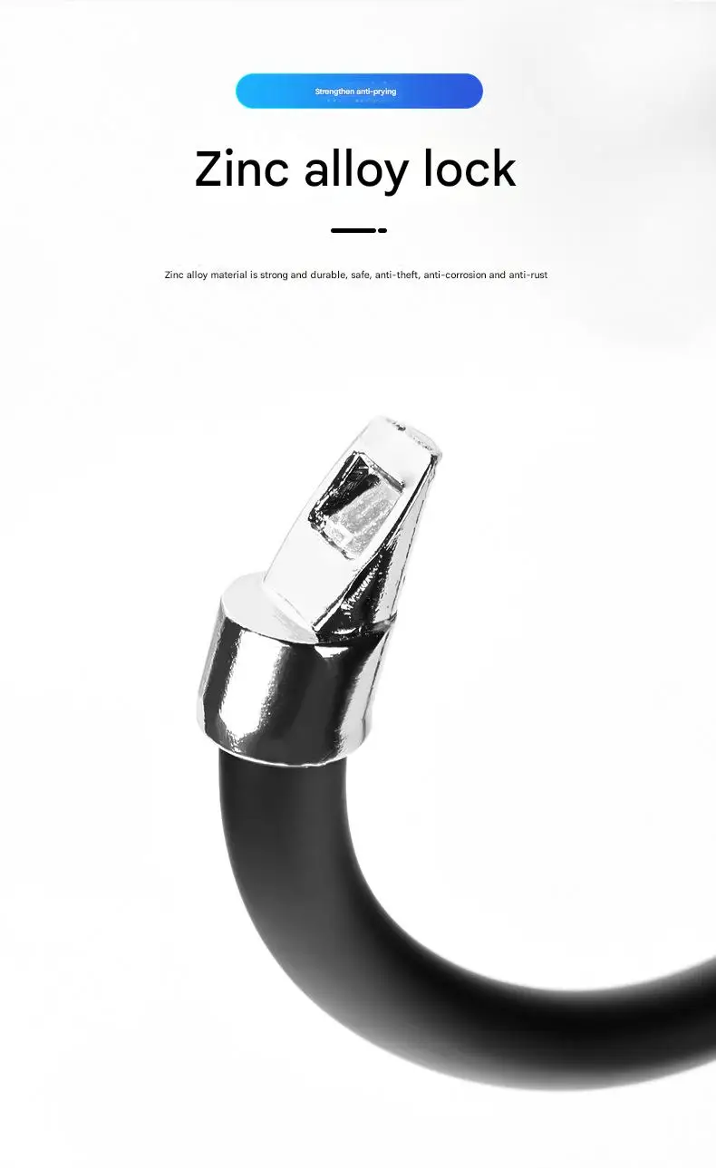 Portable Blue Steel Cable Alloy Lock Ring Bold Anti-Theft Security Motorbike Lock for Mountain Bikes