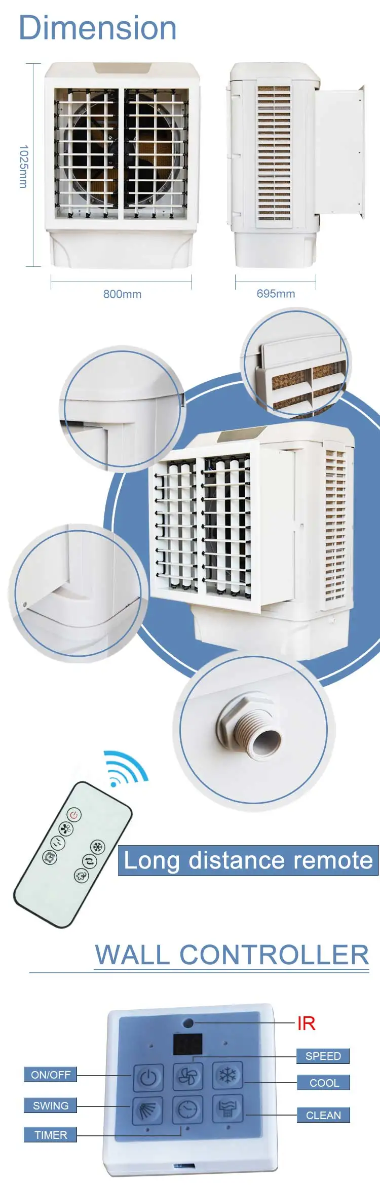 Save Power Air Cooler, Wall, 8000m3, 380W - detail 8