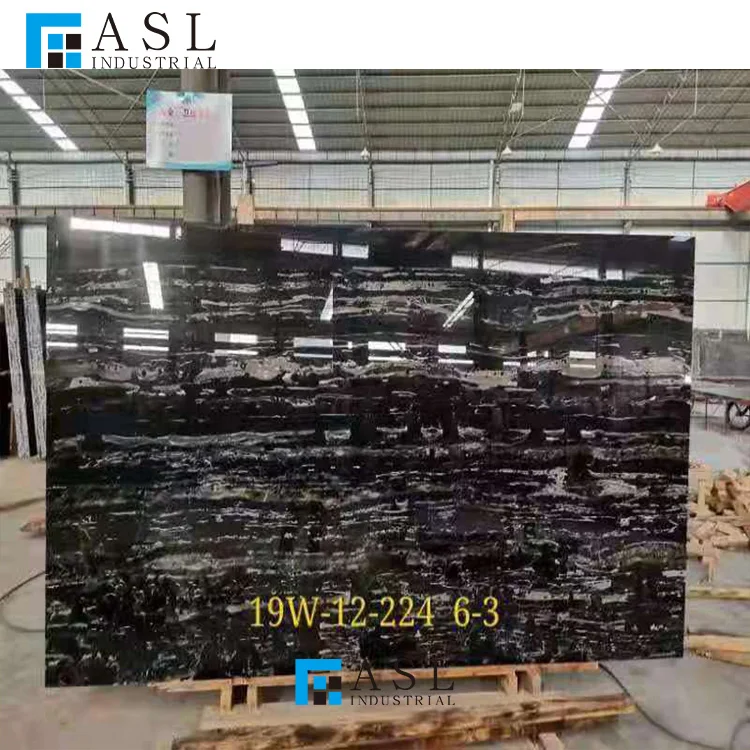 Factory direct cheap price natural china marmore black and white dragon silver portoro/potoro Italy marble slab