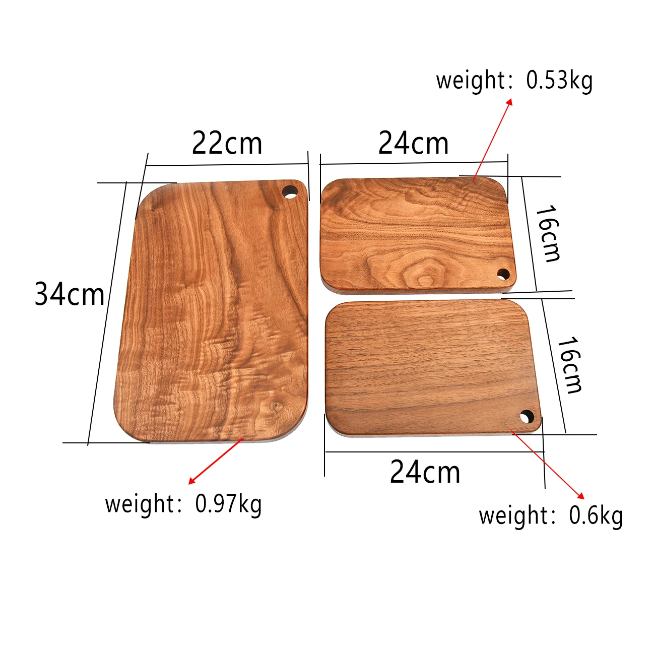 Premium Walnut Wood Cutting Board Set Of 3 With Handles  For Home &Kitchen
