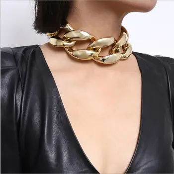 2021 Exaggerated Curb Cuban Big Chunky Thick Choker Necklace Punk Hip Hop gold Mix Color Collar Necklace for Women Men Jewelry