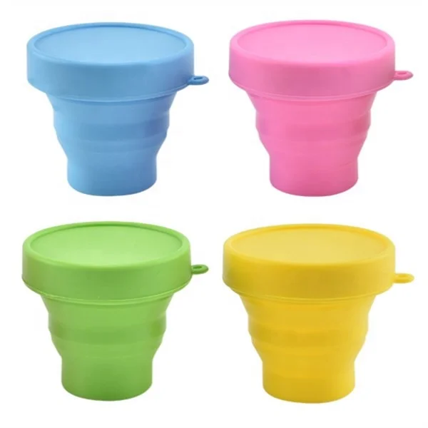 Eco Travel Portable Foldable Cup Silicone Collapsible Coffee Cup with Lid Camping Cups & Saucers Tasse Silicone Pliable + Logo