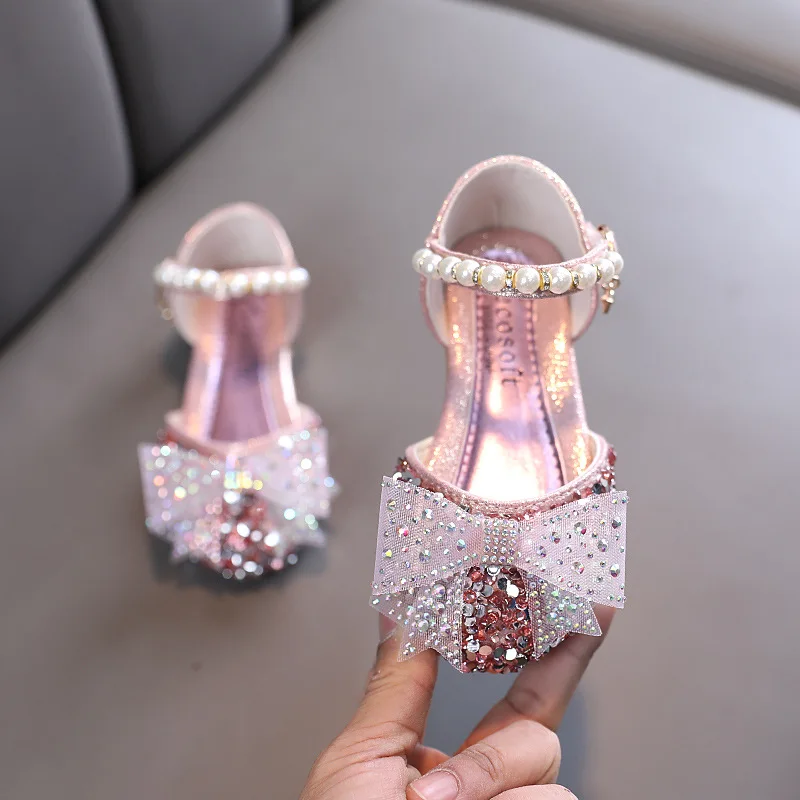 Spring and Autumn New Korean Version of Girls Rhinestones Shining Princess Leisure Toddler Sandals factory