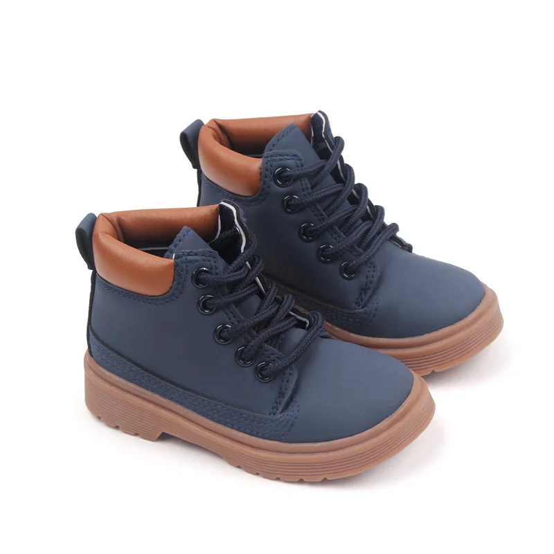 Baby Casual Solid Color British Style Baby Shoes High Top Front Lace-up Children's Shoes supplier