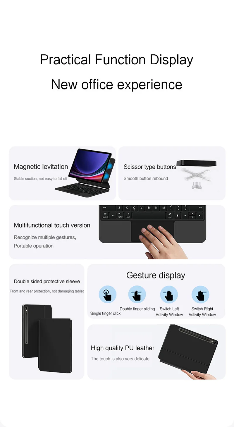 product magic keyboard case for samsung tab s9fe plus floating magnetic backlit bluetooth keyboard with smart control laudtec-8