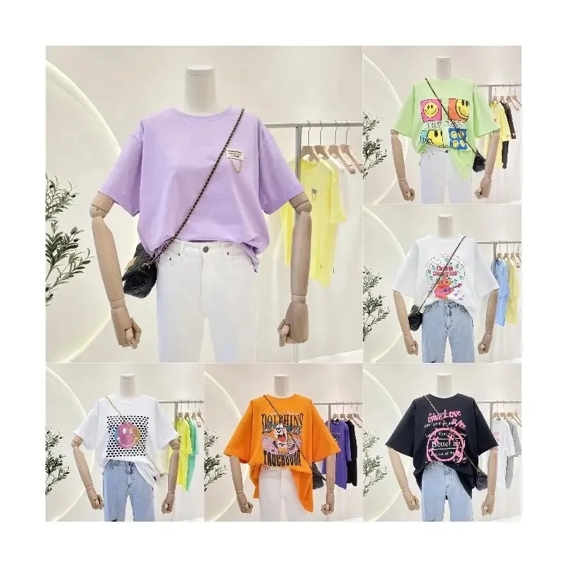 Summer 2024 new Women's 100% cotton fashion trend oversized printed women's T-shirt wholesale