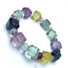Rainbow Wholesale Gemstone Bracelet Natural Rainbow Fluorite Sweet Style Cube Bracelet