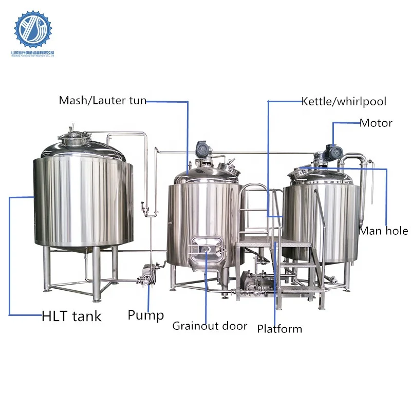 Turnkey project of brewery 1000L equipment for beer brewing