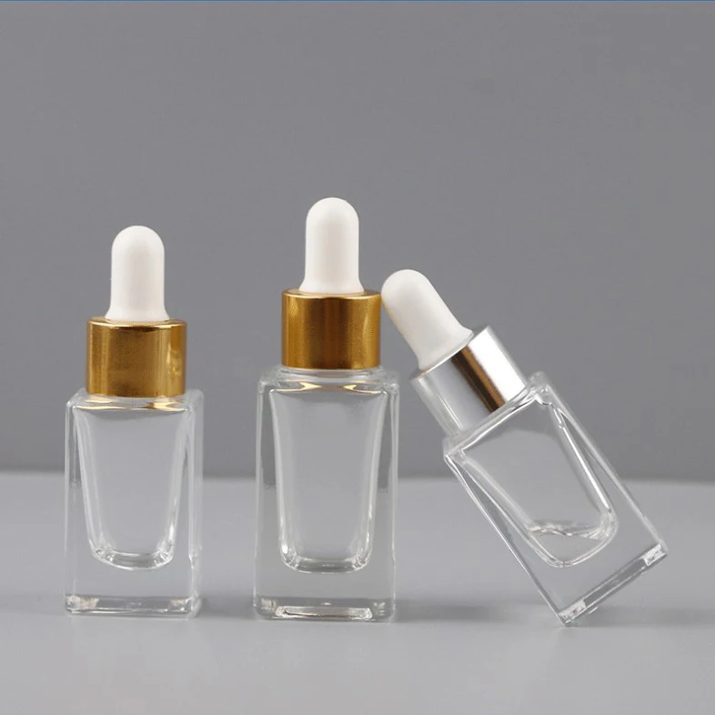 product high quality clear square glass perfume sample bottles with aluminum dropper caps 10ml 15ml 30ml 50ml-25