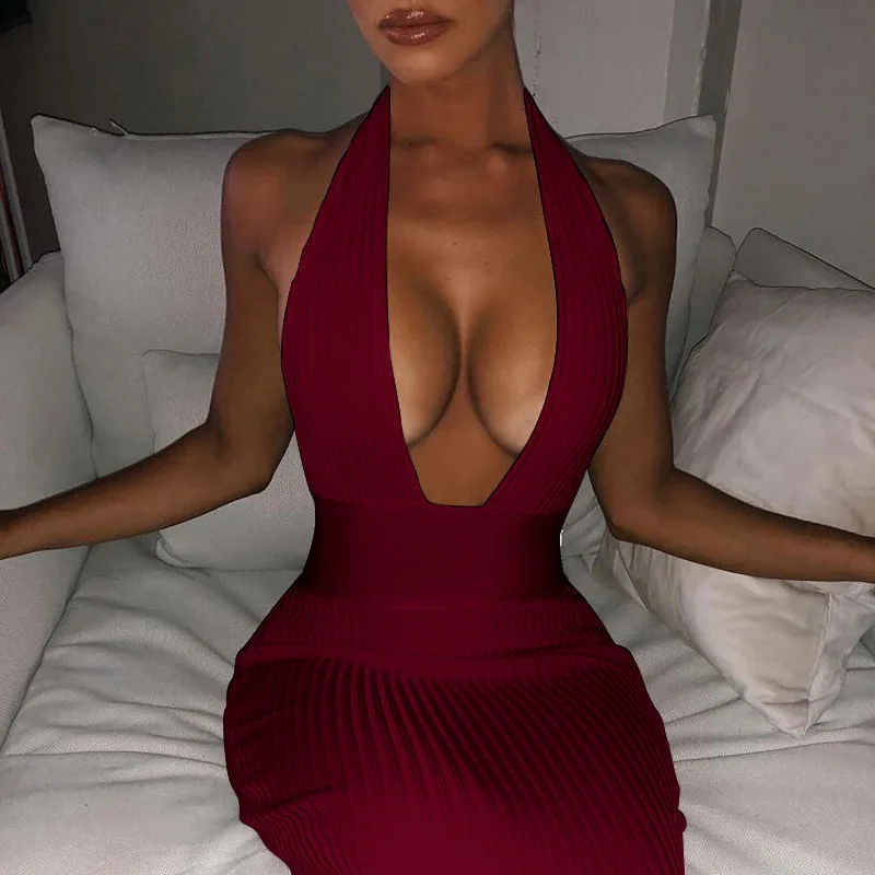 Halter Backless Sexy Knitted Pencil 