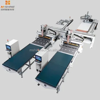 Intelligent connection of CNC woodworking machine   cabinet kitchen furniture making atc cnc router 1328 for sale