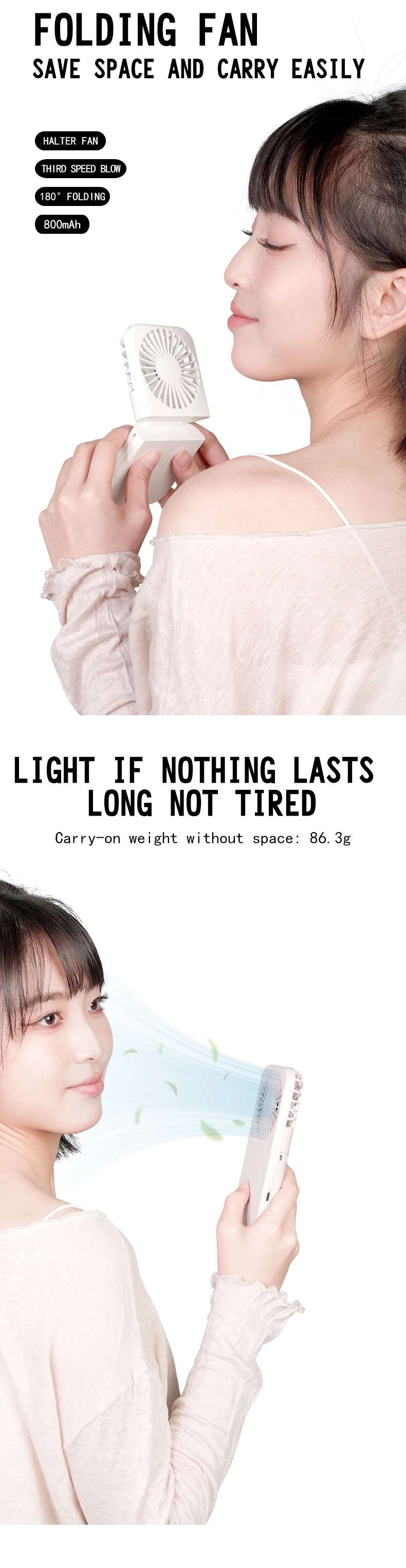 Foldable Neck Handheld Fan, USB, 5V, Battery - detail 6