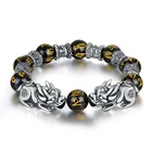 Obsidian Antique Animal Mens Obsidian Bracelet Vintage Punk Style For Daily Wear