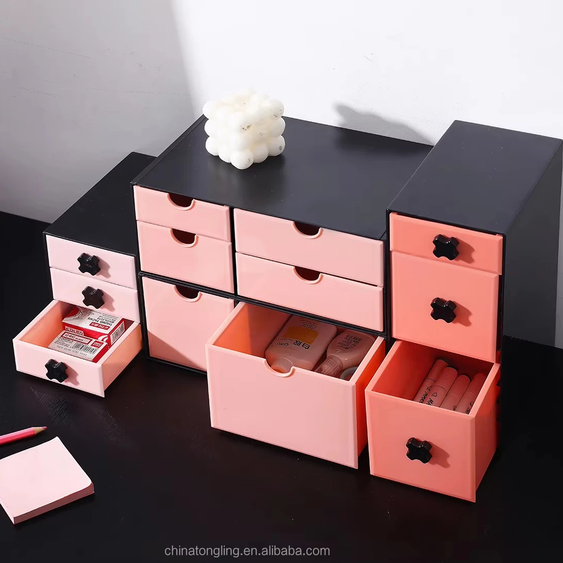 New Design Custom PET Drawers Drawer Storage Organizer Desktop Organizer With Handle Drawer For Office Makeup Cosmetic Organizer