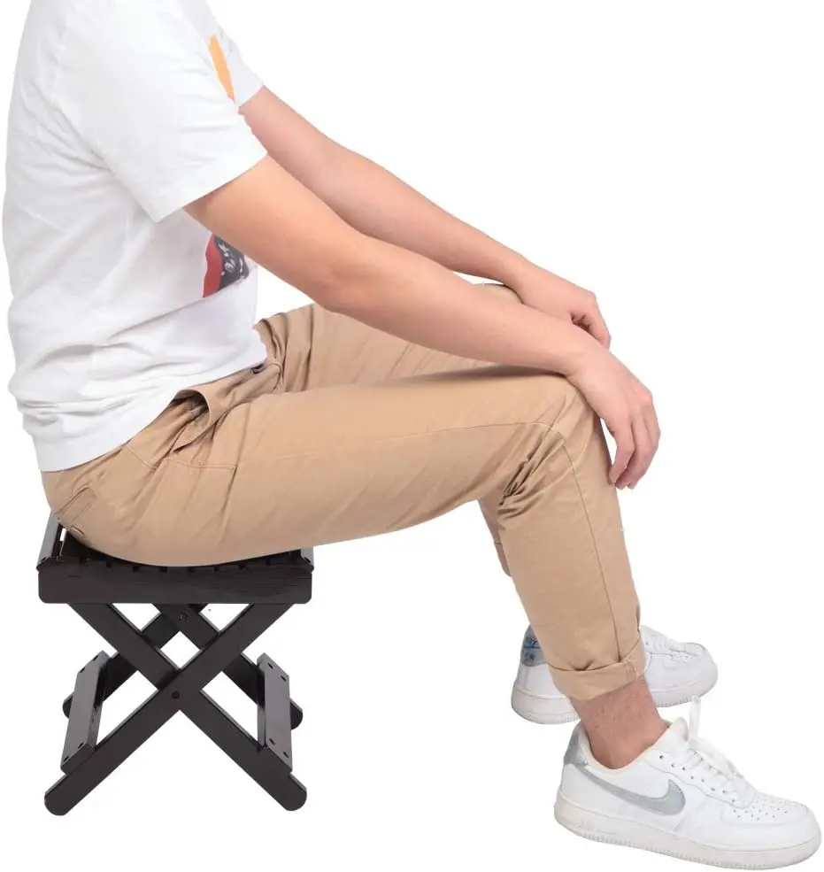 product collapsible brown bamboo stool multi function bathtub shower chair and folding step stool for foot rest-2